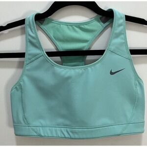 Nike Dri-fit Women's Size Medium Sports Bra Blue With Gray Swish 419413 317